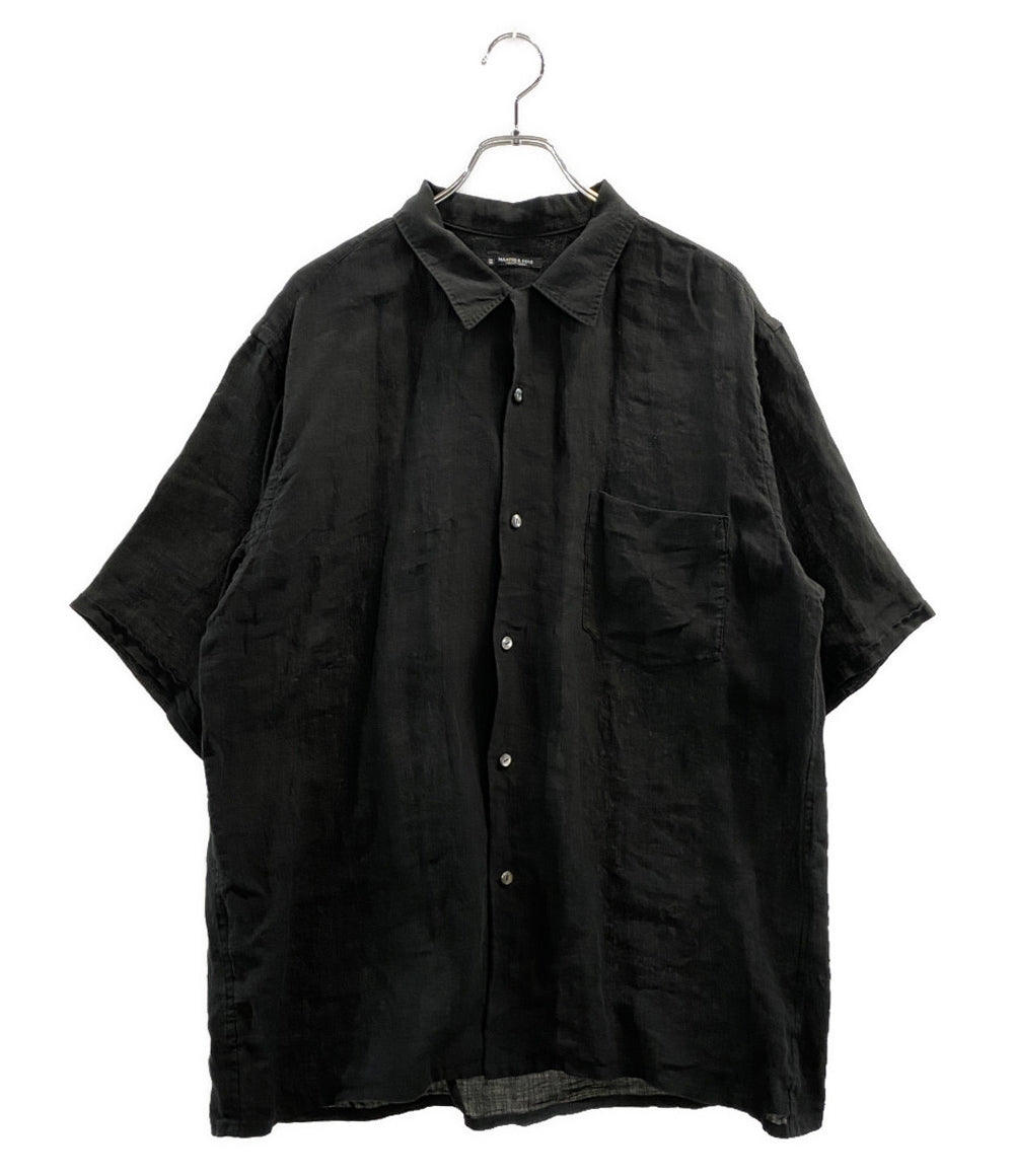 stone  ブラック　半袖シャツ アトリエ365 シアサッカー ニットシャツ ノーアイロン ストレッチ 半袖