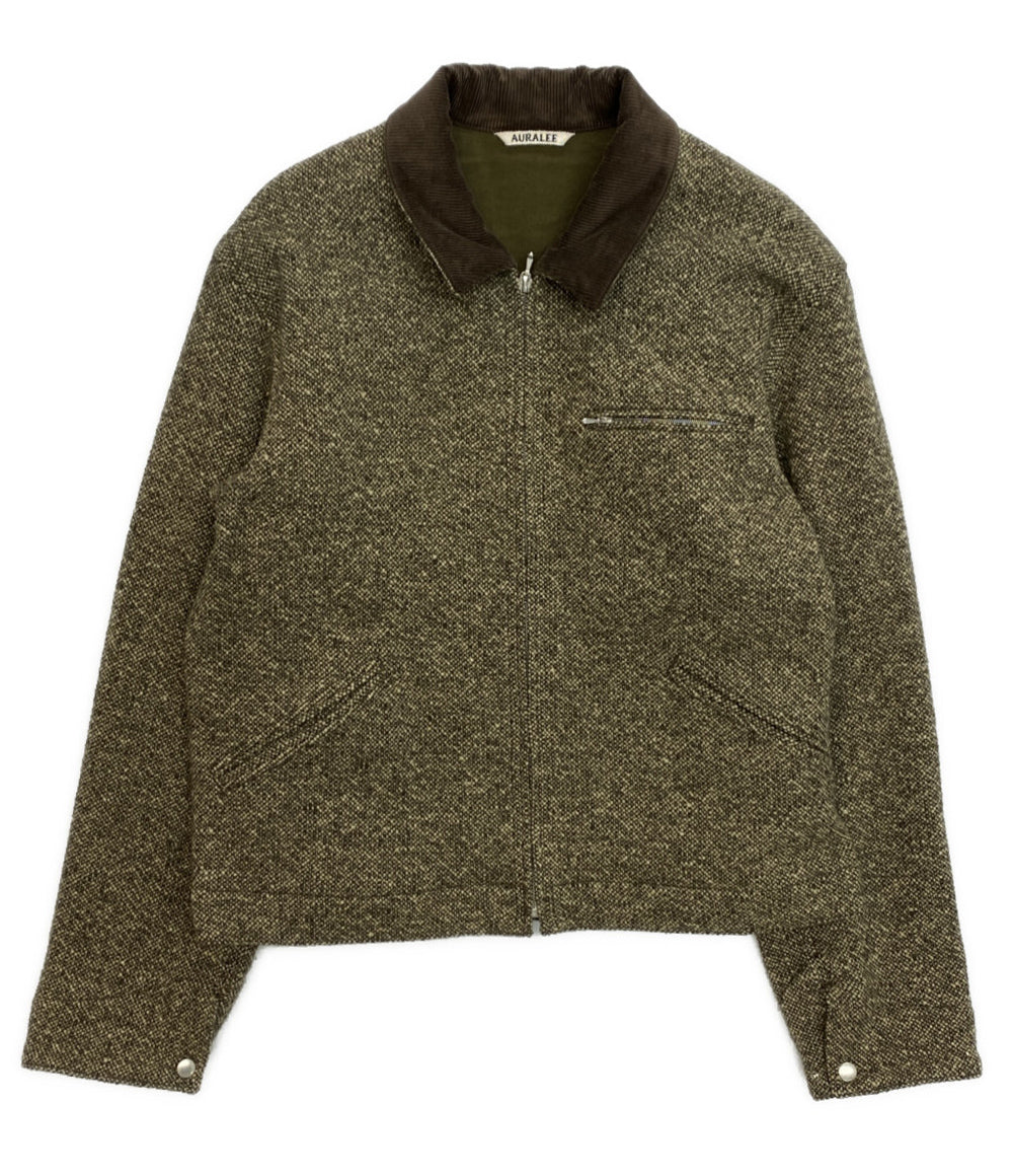 AURALEE ツイードブルゾン　サイズ4 AURALEE ジップアップブルゾン HOMESPUN TWEED ZIP BLOUSON A25AB01HT