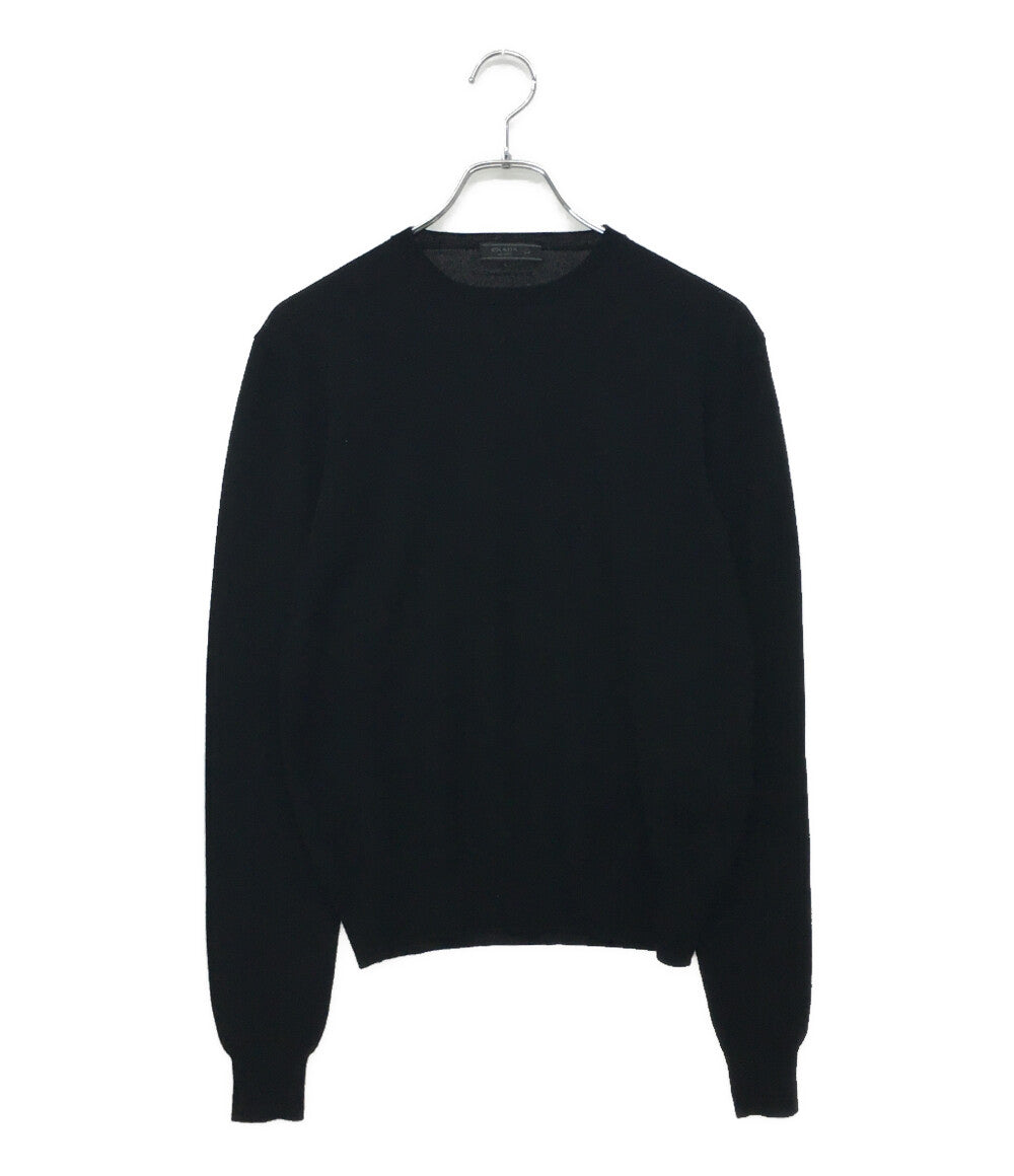 ブラック/ホワイト コットン クルーネック セーター | PRADA prada