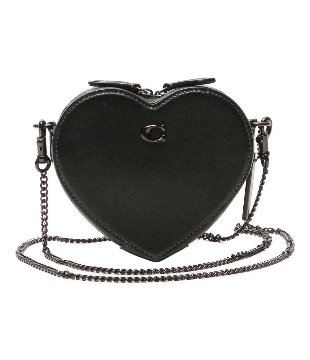 ★美品 COACH コーチ チェーンショルダーバッグ ハート型 クロスボディ 黒 COACH ハート型ショルダーバッグ ブラック