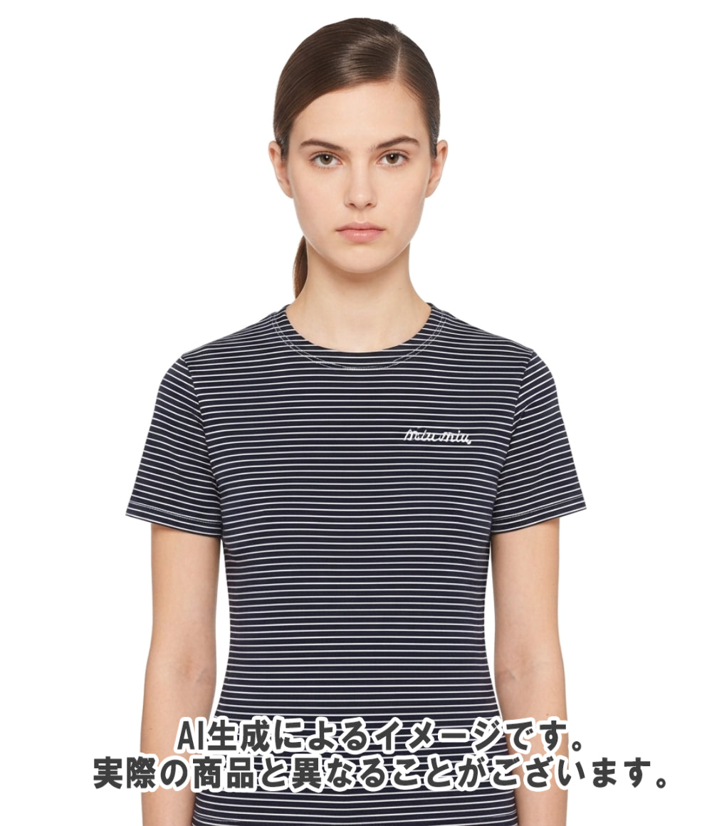 美品 Miu Miu 半袖 ボーダー柄 Tシャツ MJN013 レディース SIZE M ミュウ ミュウ