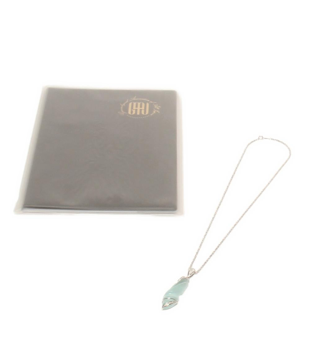 美品 ネックレス K18WG アクアマリン 34.17ct ダイヤ 0.19ct レディース