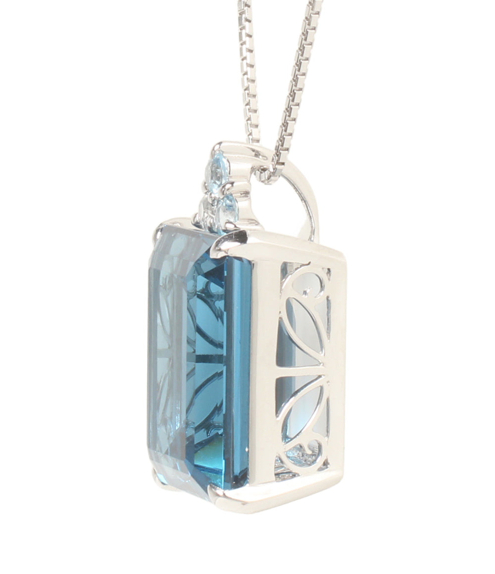 美品 ネックレス K14WG ロンドンブルートパーズ21.08ct レディース