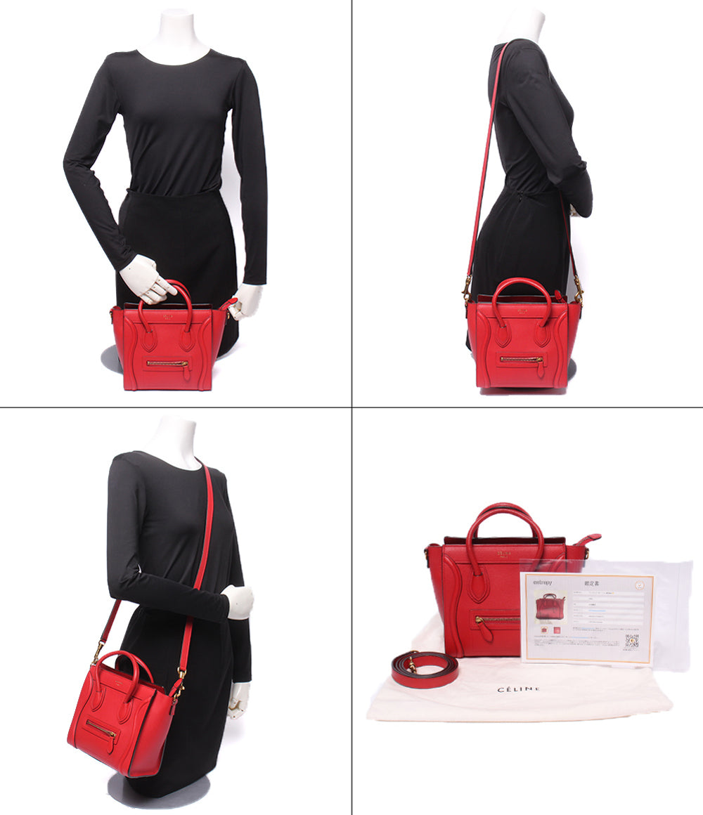 美品 CELINE 2WAY ハンドバッグ ショルダーバッグ 肩掛け 斜め掛け ラゲージ ナノ 168243 レディース セリーヌ