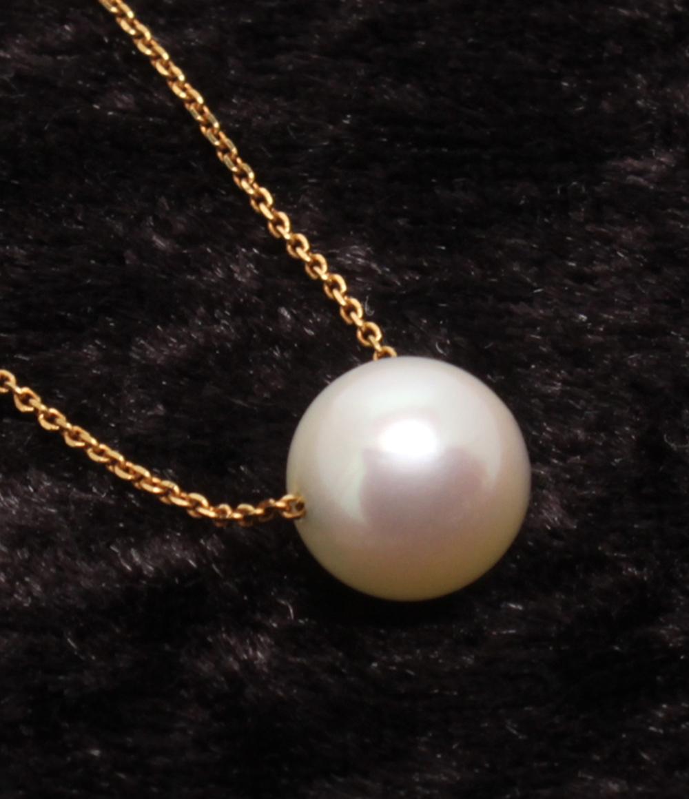 美品 ネックレス K18 パール 8.6mm レディース