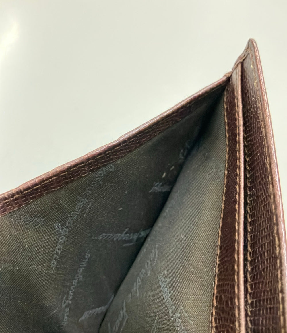 Salvatore Ferragamo ダブルホック 二つ折り財布 リザード型押し ガンチーニ レディース サルヴァトーレフェラガモ