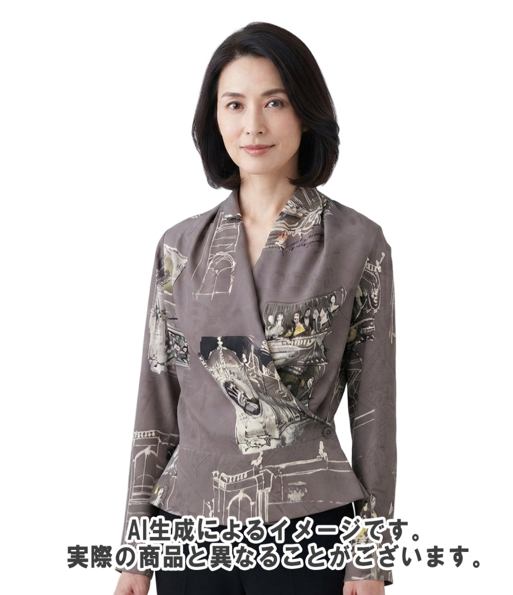HERMES ツイルレーヌ長袖ブラウス シルク100% SH303 レディース SIZE 38 (M) エルメス