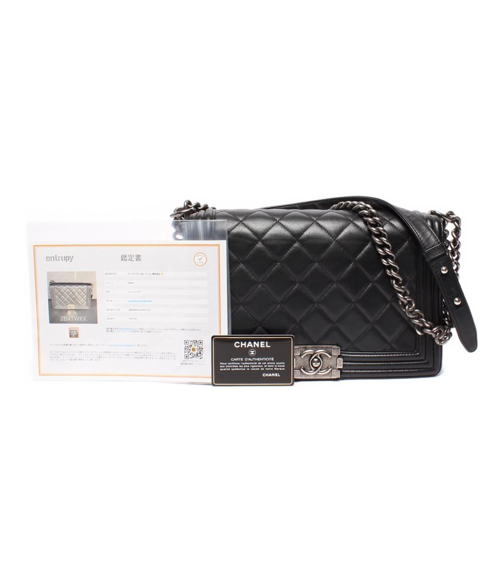 CHANEL チェーンショルダーバッグ 肩掛け ヴィンテージ シルバー金具 スムースレザー 19番台 ボーイシャネル 25 レディース シャネル
