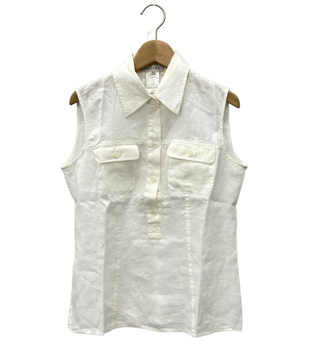 セリーヌ ノースリーブシャツブラウス 38 M セリーヌ ノースリーブシャツ リネン レディース SIZE 40 (M) CELINE