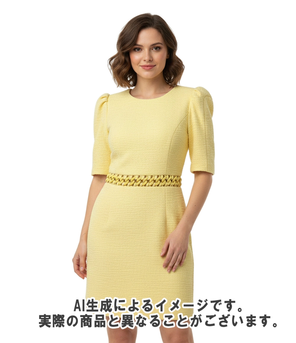 REBECCA VALLANCE 半袖ワンピース ツイード ミニ パフスリーブ ウエストチェーン Aライン タグ付き Claire Short Sleeve Mini Dress レディース