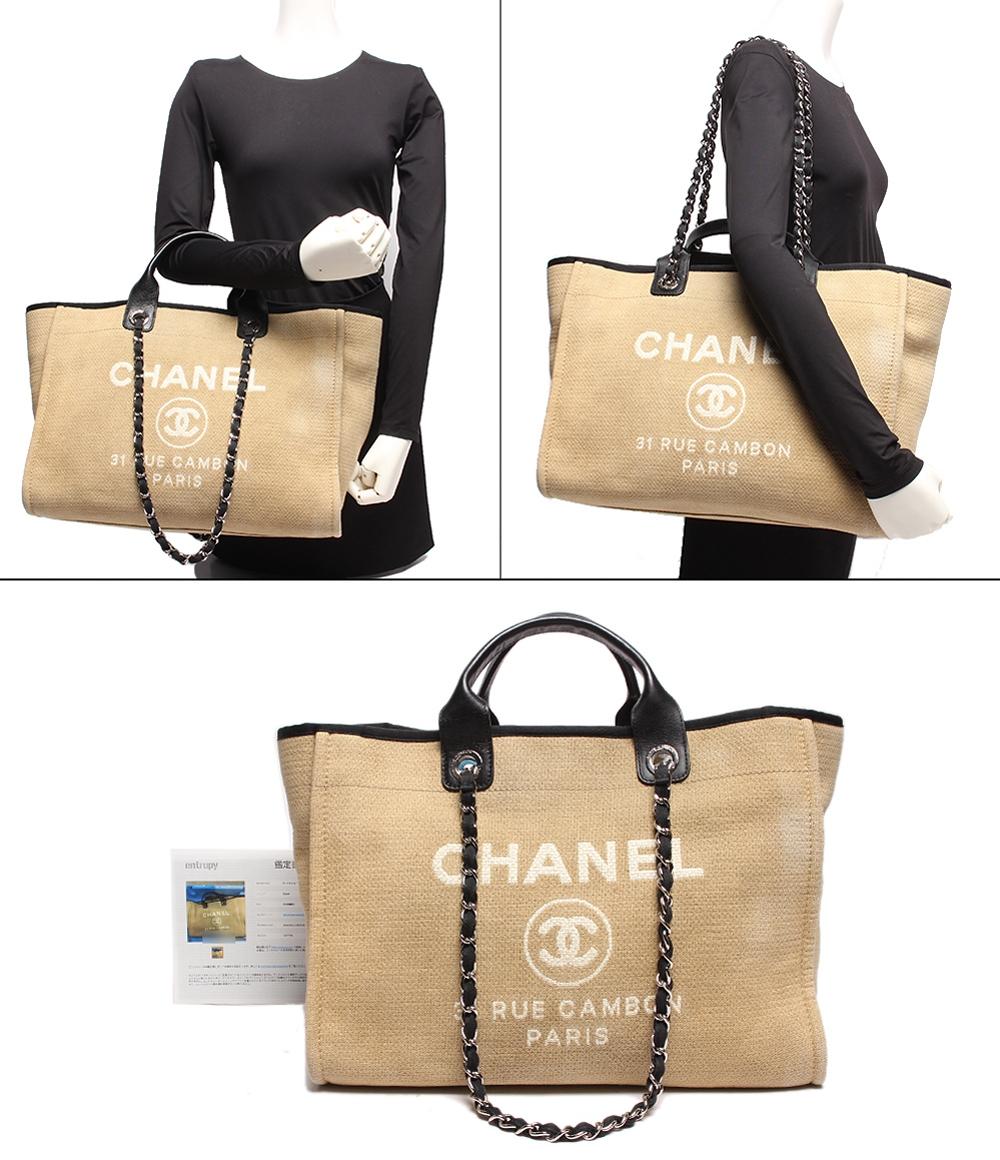 シャネル トートバッグ ショルダーバッグ シルバー金具 ドーヴィルトート キャンバス レザー レディース CHANEL