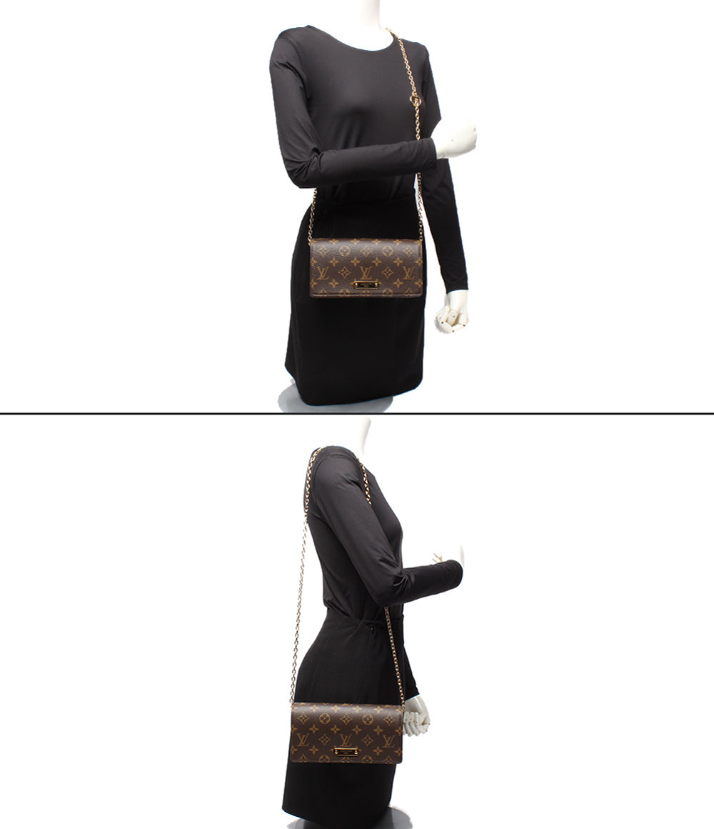 美品 LOUIS VUITTON ショルダーウォレット ショルダーバッグ クラッチバッグ 斜め掛け 肩掛け ウォレット オン チェーン リリー モノグラム M82509