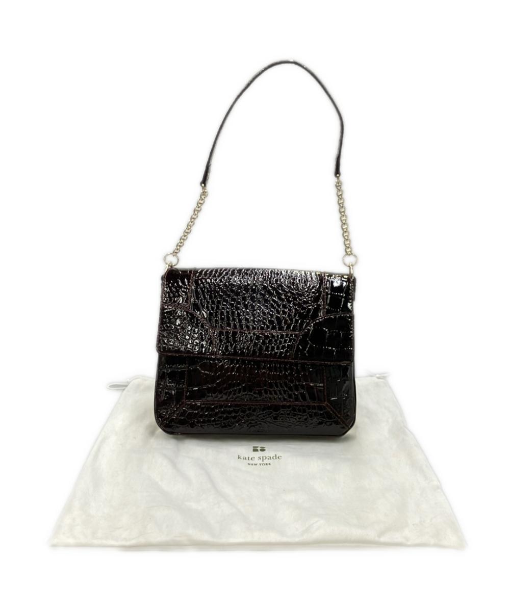 美品 Kate Spade ショルダーバッグ チェーン 肩掛け クロコ レディース ケイトスペード