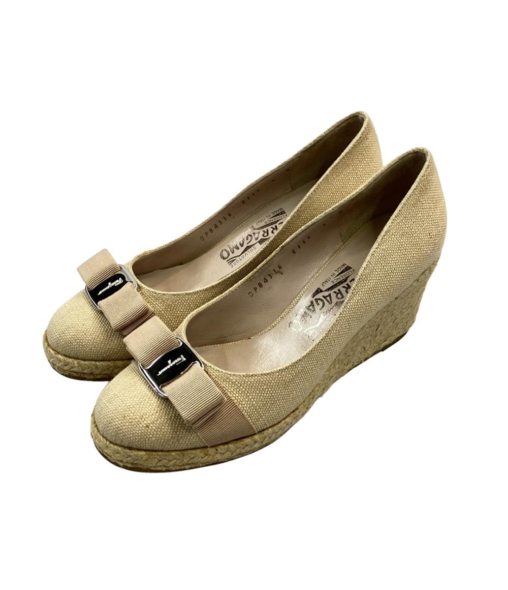 Salvatore Ferragamo ウェッジソールパンプス エスパドリーユ ヴァラ