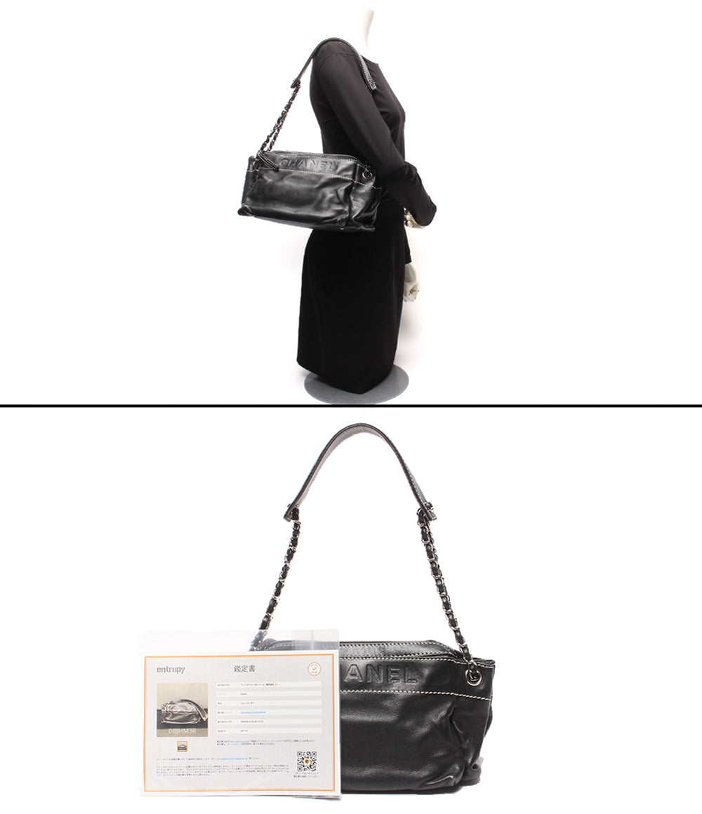 CHANEL チェーンショルダーバッグ 肩掛け シルバー金具 ラムスキン レディース シャネル