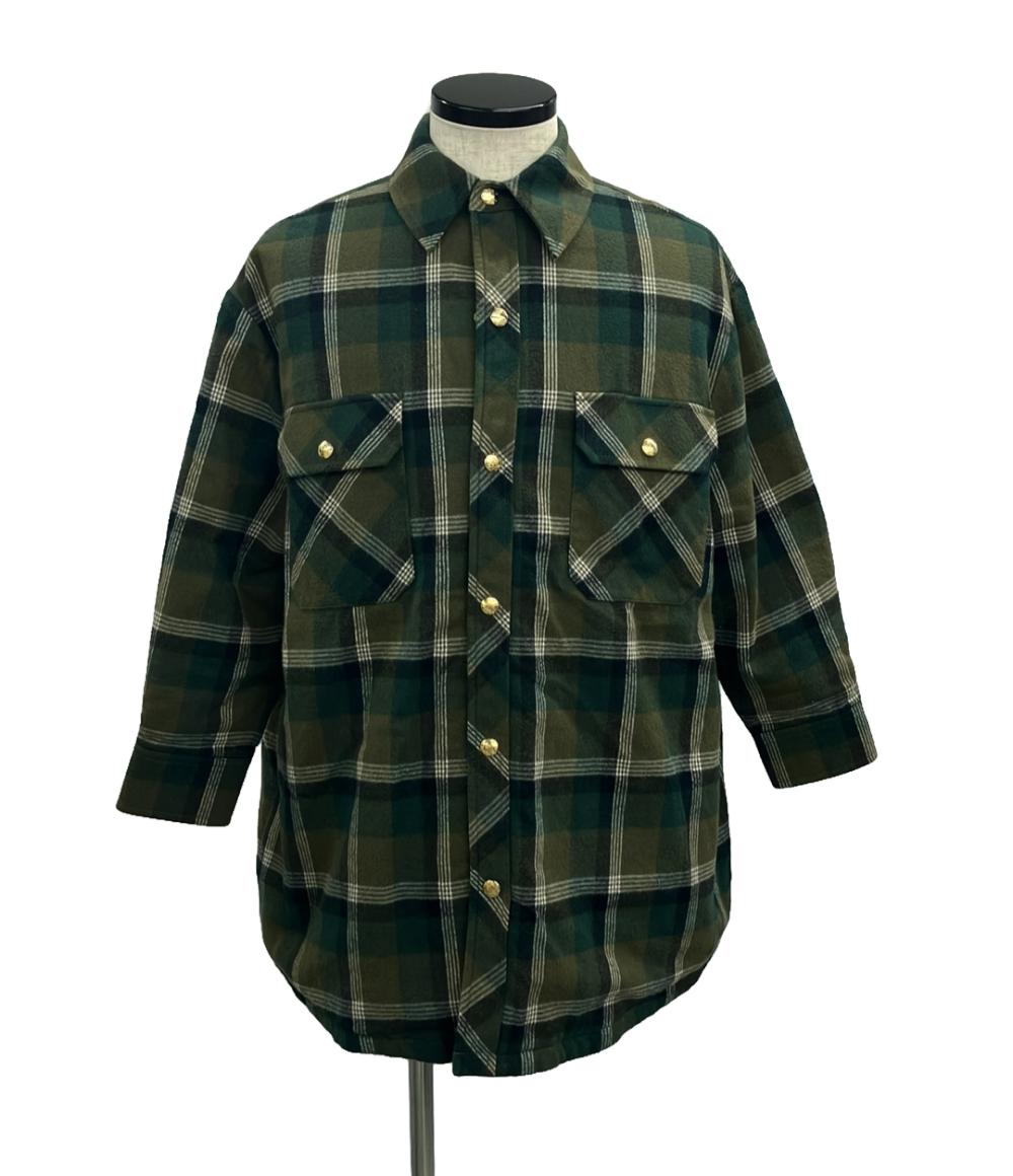 セリーヌ チェックオーバーサイズシャツジャケット 裏地キルティング