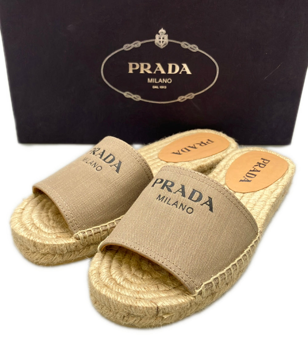 レディース 美品PRADA プラダ エナメル パテント ミュール サンダル
