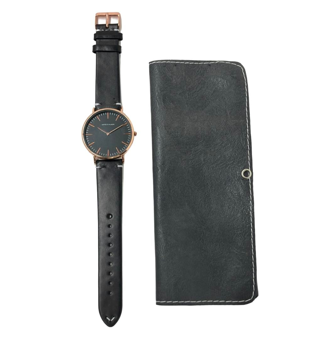 腕時計 クオーツ ブラック メンズ UN PETIT PLAISIR