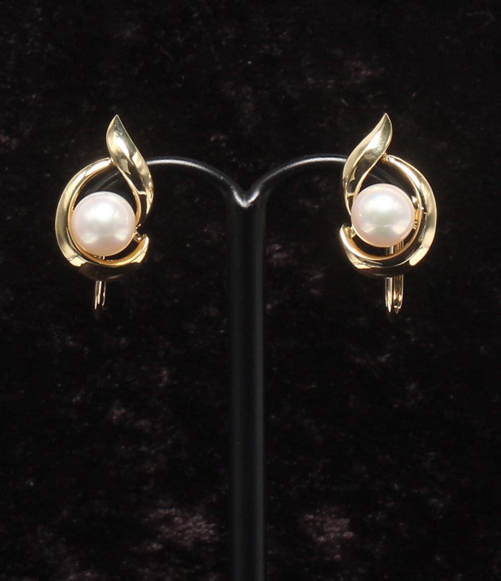 美品 MIKIMOTO イヤリング K18 パール 6.5mm レディース ミキモト 