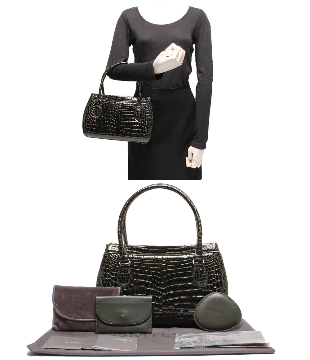 コンテス レザーハンドバッグ クロコ レディース COMTESSE