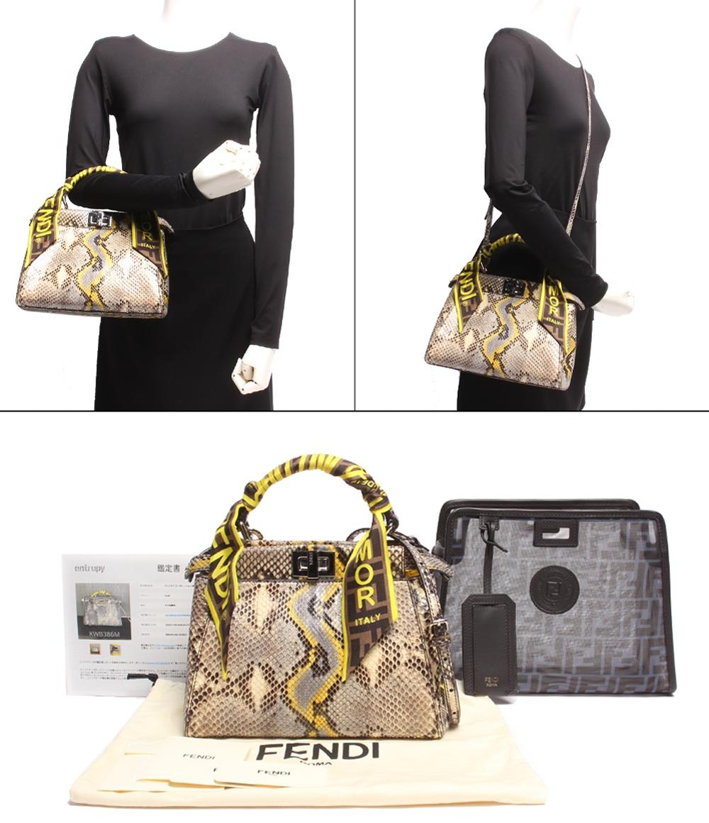 フェンディ ショルダーバッグ ハンドバッグ シルバー金具 ミニピーカブー パイソン 8BN244 レディース FENDI