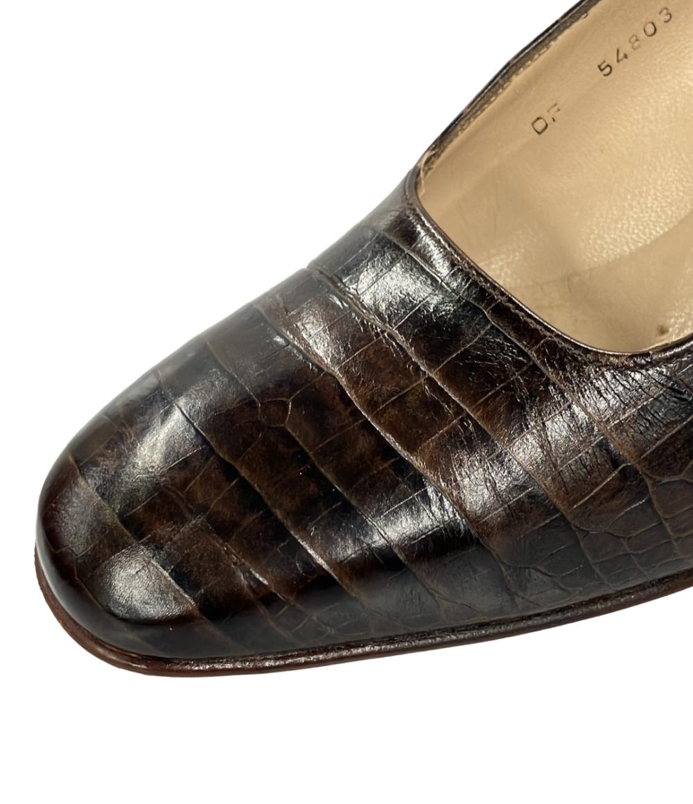 サルヴァトーレフェラガモ スクエアトゥパンプス チャンキーヒール レディース SIZE 4 1/2 (XS) Salvatore Ferragamo