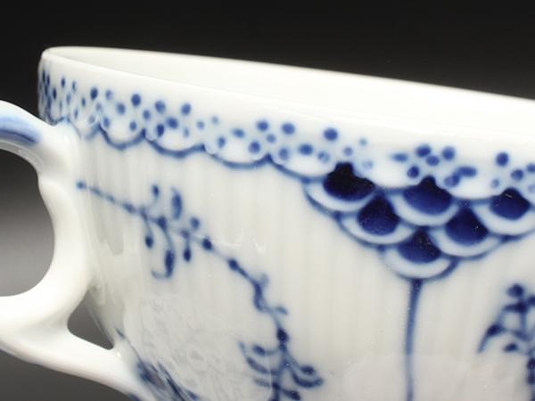 美品 Royal Copenhagen カップ&ソーサー ブルーフルーテッド ハーフレース ロイヤルコペンハーゲン