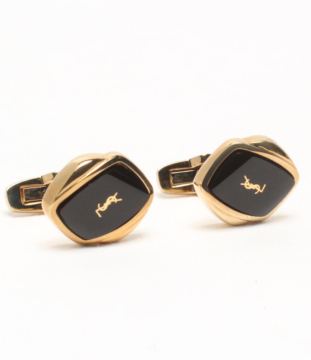 美品 イヴ・サンローラン タイバー タイピン カフス ロゴ 2点セット メンズ YVES SAINT LAURENT