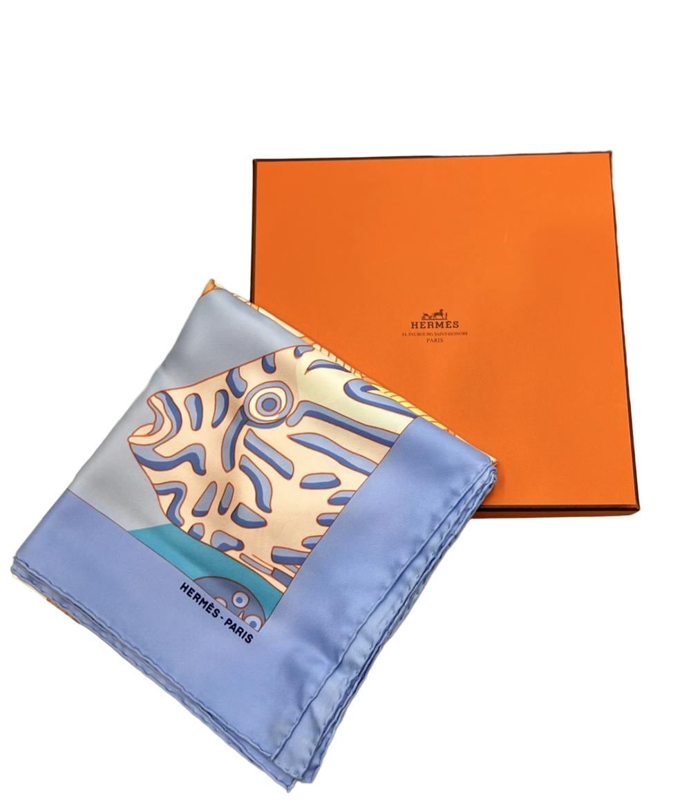 美品 HERMES スカーフ シルク100% カレ90 GRANDS FONDS レディース エルメス