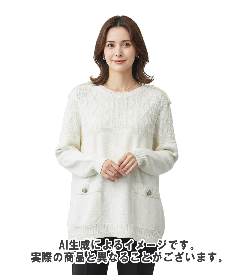 CHANEL 長袖 ココマークボタン コットンニット P53666K06997 レディース SIZE 40 (S) シャネル