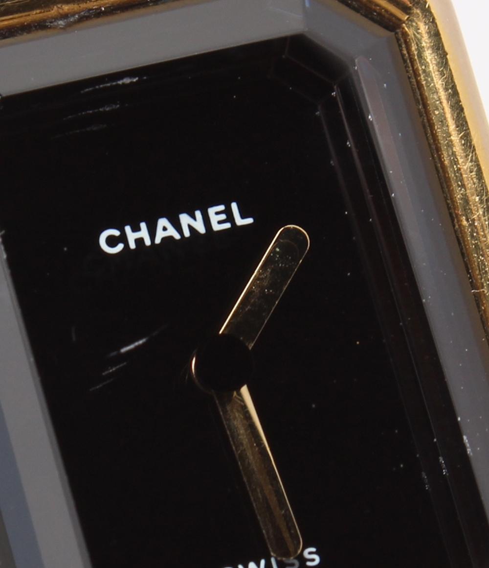 CHANEL 腕時計 プルミエール M クオーツ ブラック H0001 レディース シャネル