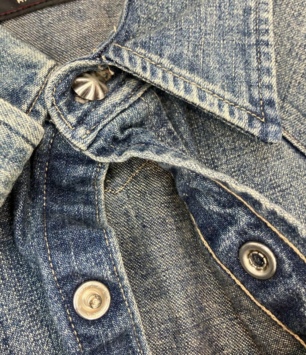 RRL 長袖シャツ スリムフィット デニム ウエスタン インディゴ コンチョボタン ヴィンテージ 色落ち加工 782505188002 メンズ SIZE S