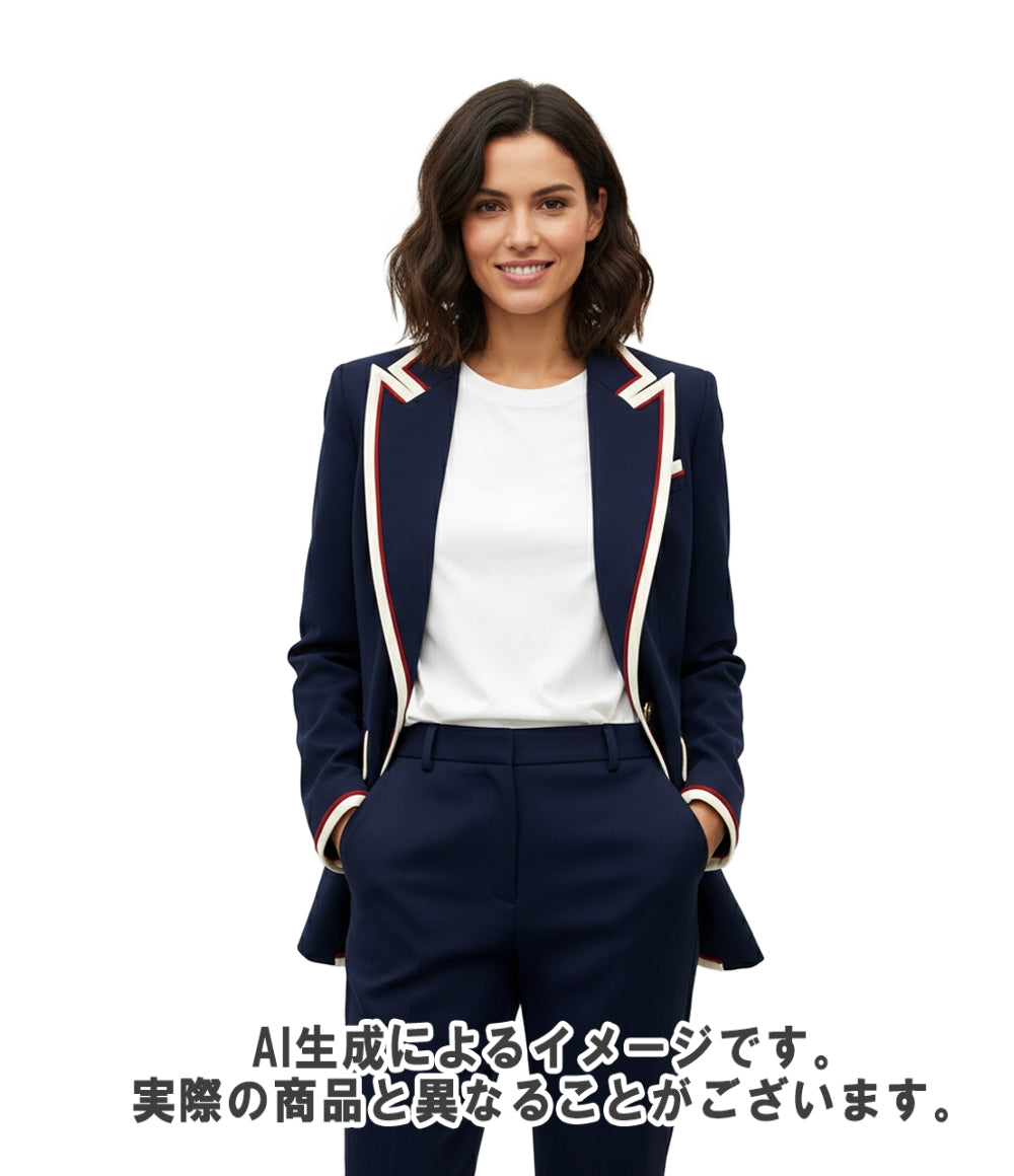 GUCCI テーラードジャケット Stretch Viscose Jacket 紺ブレザー レディース SIZE 46 (L) グッチ