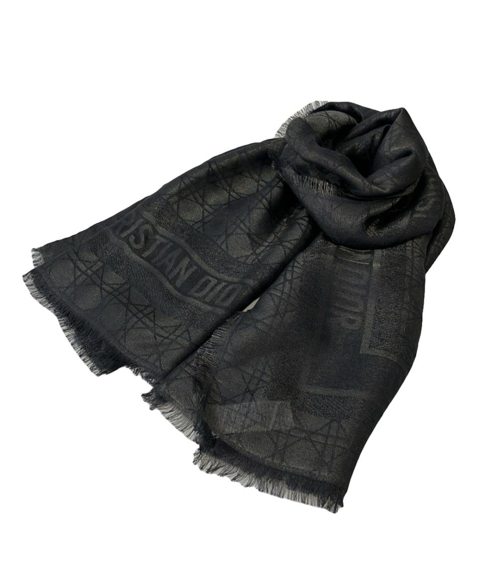 Christian Dior ウールマフラー 黒 Christian Dior ウールカシミヤ