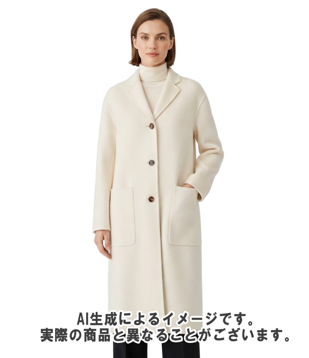 HERMES セリエボタン ダブルフェイス クルードセルロングコート カシミヤ100% 3H0188DA レディース SIZE 38 (S) エルメス