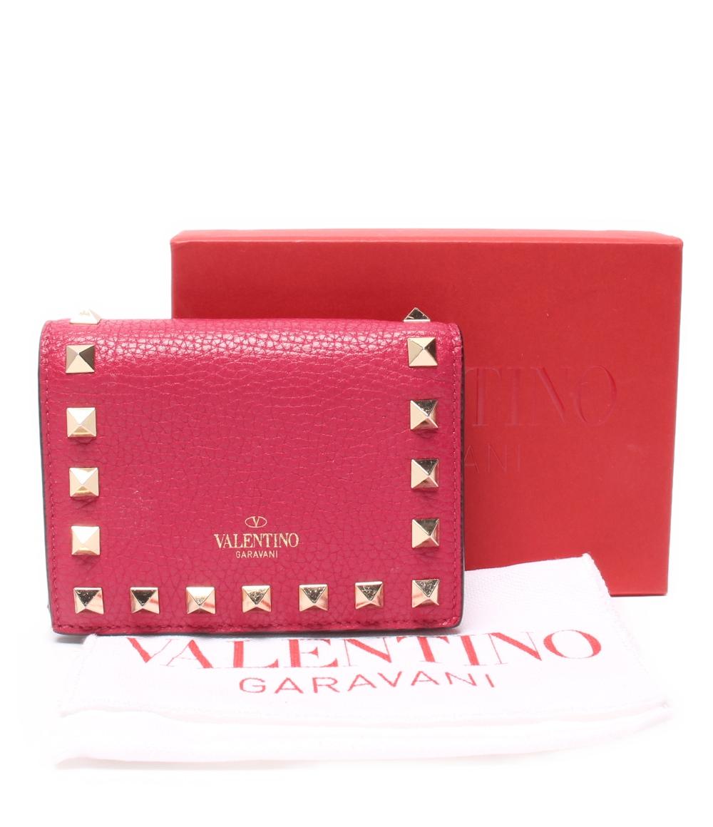ヴァレンチノ 二つ折り財布 ロックスタッズコンパクトウォレット レディース Valentino