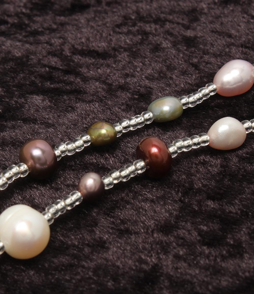 ロングネックレス 淡水マルチカラーパール レディース