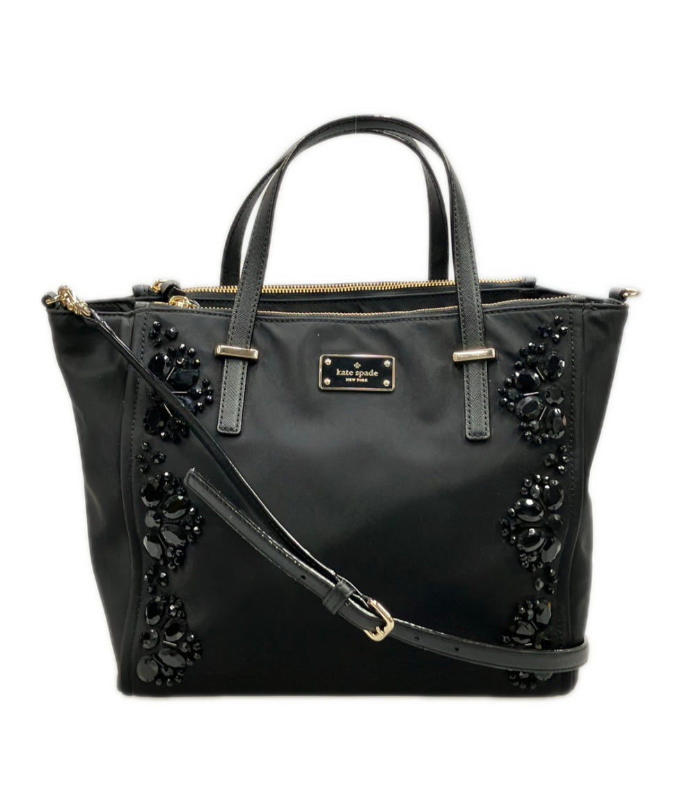 ☆開店セール☆ 日本未入荷 未使用 ケイトスペード レザー×ナイロンジャガード⑦ Kate Spade トートバッグ ショルダーバッグ 2WAY 斜め掛け ナイロン