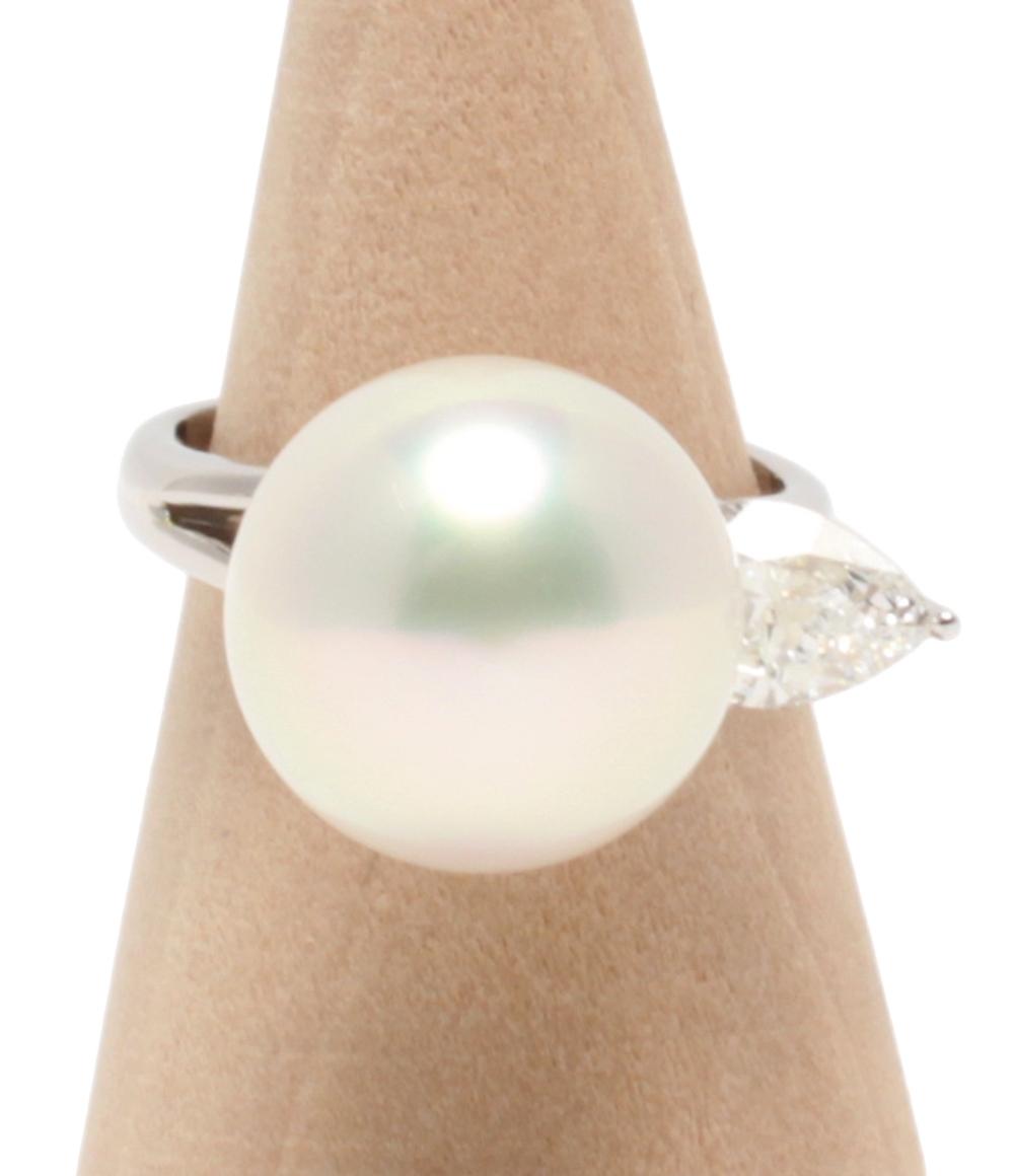 美品 リング 指輪 PT900 南洋パール 13.7mm ダイヤ 1.01ct レディース 