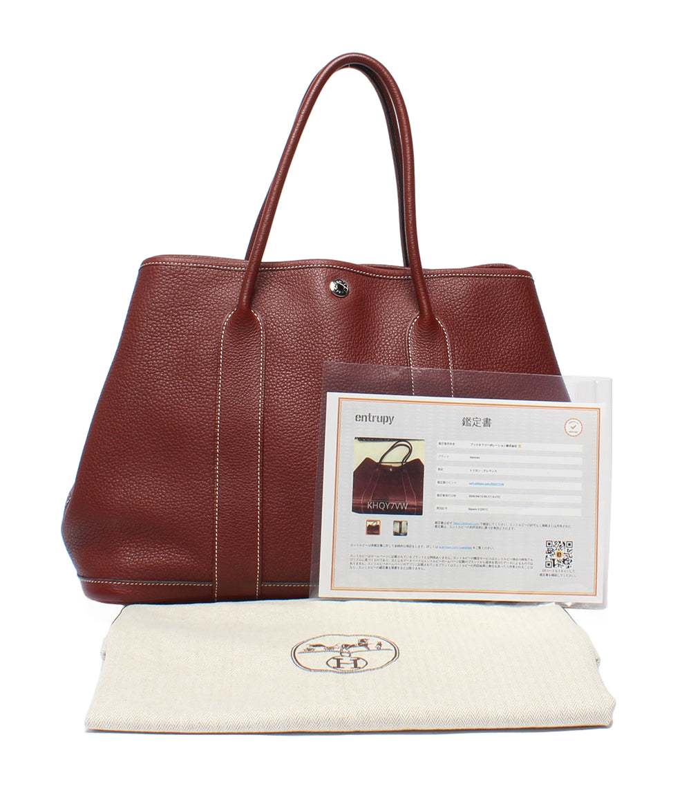 美品 HERMES トートバッグ ハンドバッグ □O刻印 シルバー金具 ガーデンパーティ PM レディース エルメス
