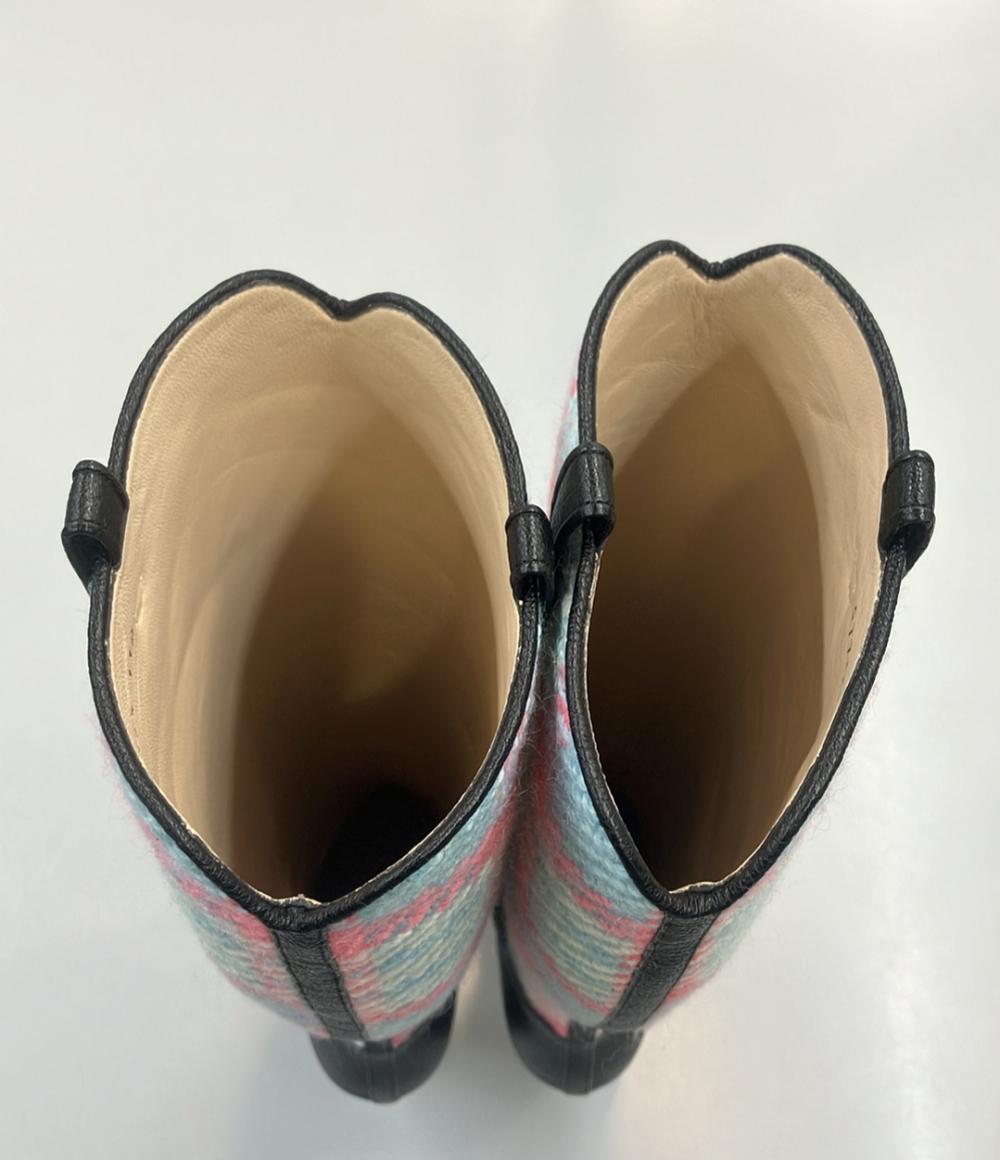 美品 GUCCI ロングブーツ ホースビット チェック柄 サイドジップ レディース SIZE 35 1/2 グッチ