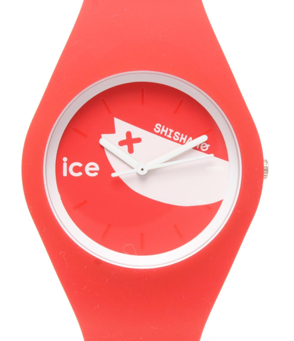 美品 ice watch 腕時計 SHISHAMOコラボ クオーツ レッド系 レディース 