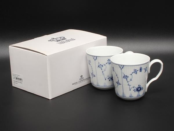 美品 Royal Copenhagen マグカップ 2点セット ペア ブルーフルーテッド