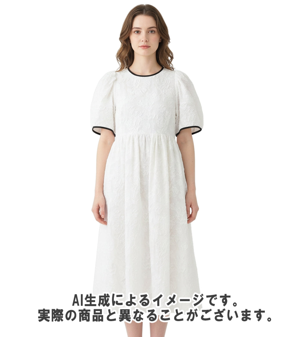 DESIGNWORKS 半袖 袖ボリュームカットジャガードワンピース 翁安芸 レディース SIZE 38 (S) デザインワークス