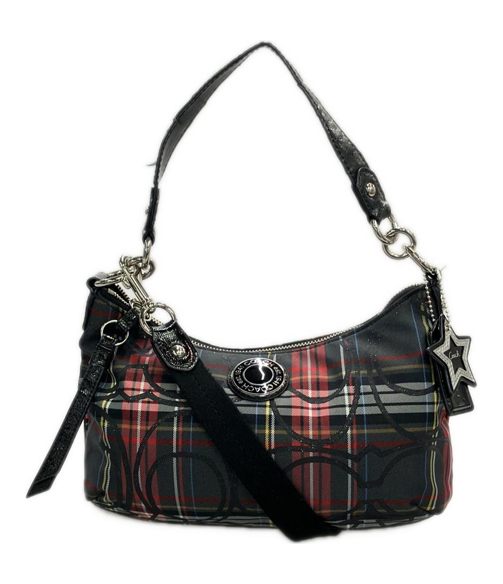 コーチ COACH バッグ ショルダーバッグ ジャガード×レザー ベージュ×黒 6842 シグネチャーメッセンジャー