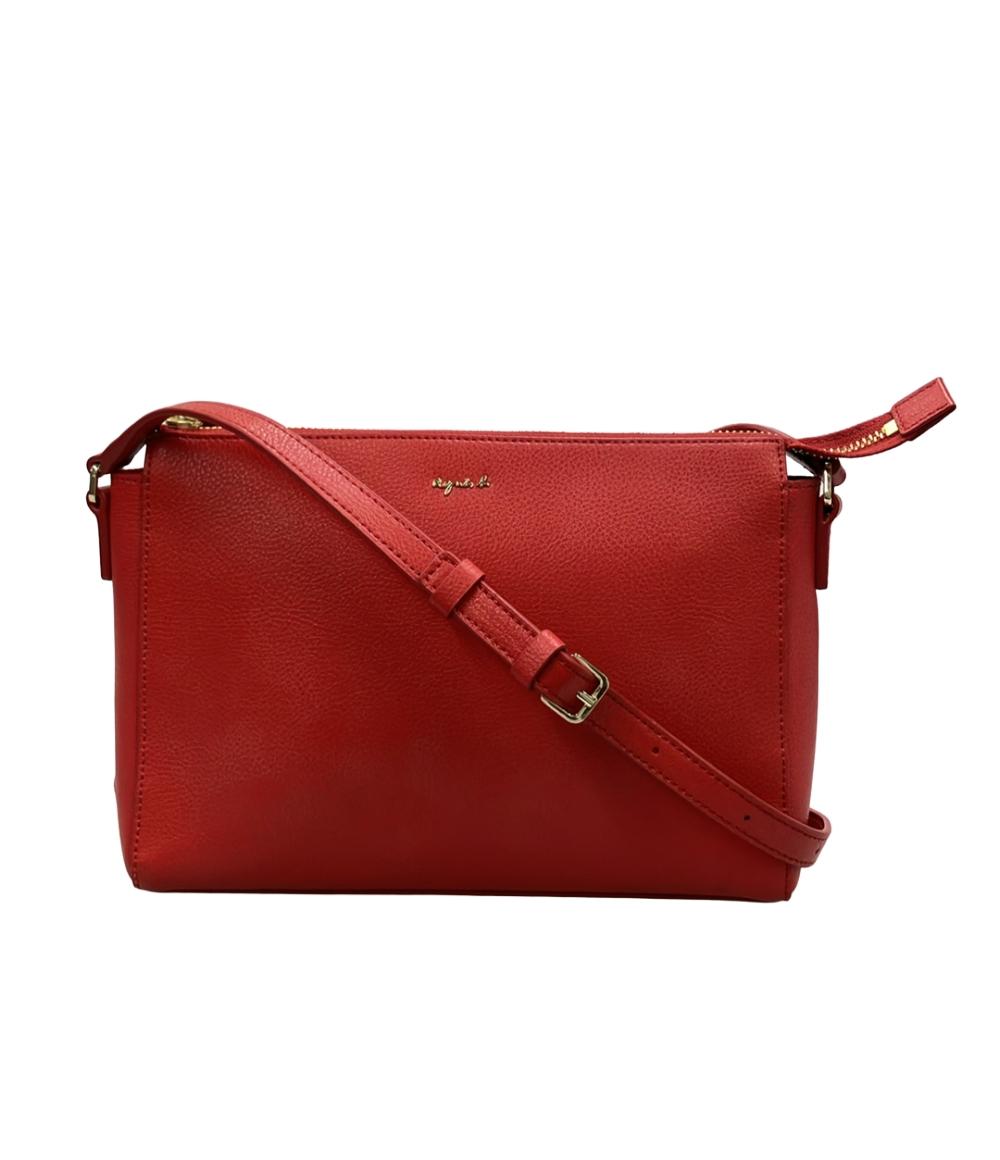美品 agnes b. アニエスベー ショルダーバッグ レディース 赤 レザー 美品 agnes b. ショルダーバッグ 斜め掛け レディース アニエスベー