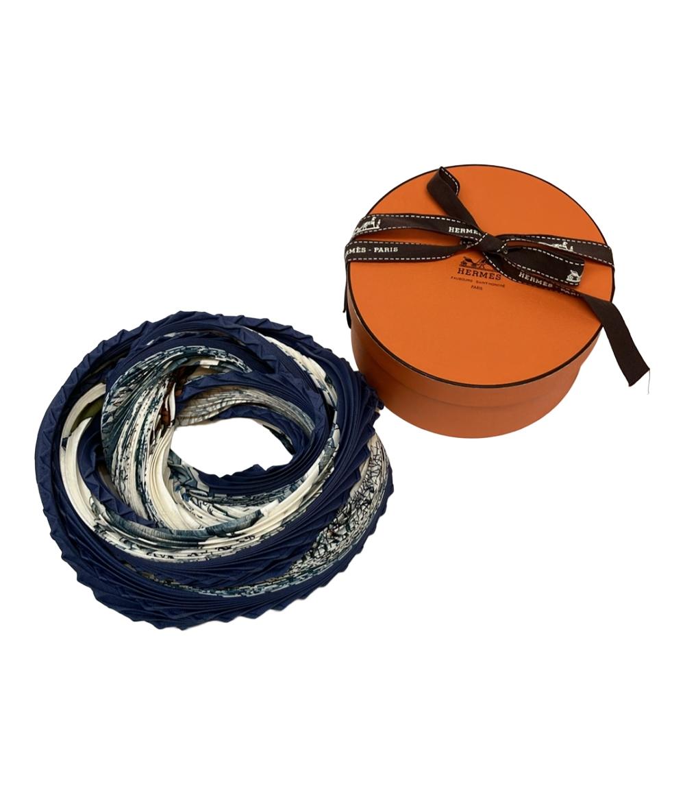 美品 HERMES スカーフ シルク100% プリーツカレ90 Lhiver レディース エルメス