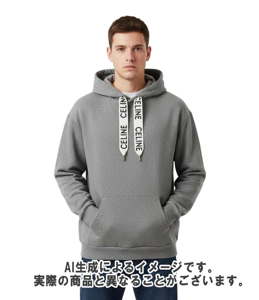 CELINE パーカー スウェット ルーズ フーディー コットンフリース 長袖 ライトグレー 2Y468670Q メンズ SIZE M セリーヌ