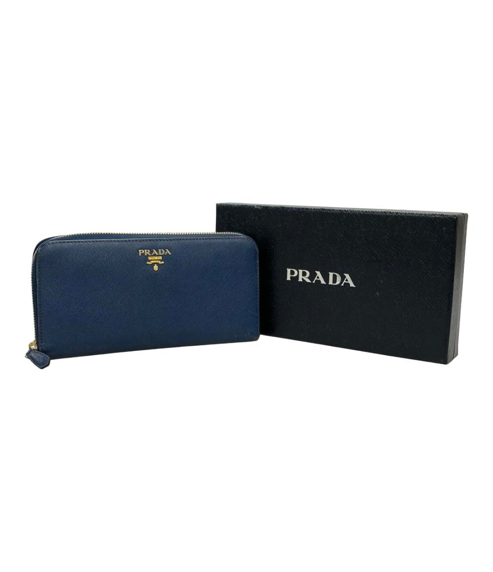 プラダ ラウンドファスナー長財布 サフィアーノ レザー 内側フラワー柄 レディース PRADA