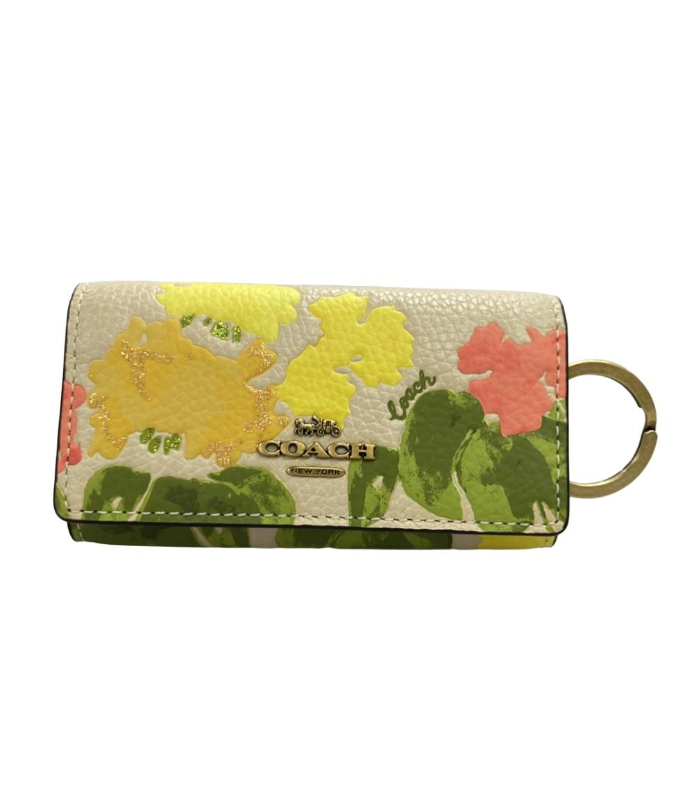美品 COACH 6連キーケース 花柄 キーリング付き CC963 B4L38